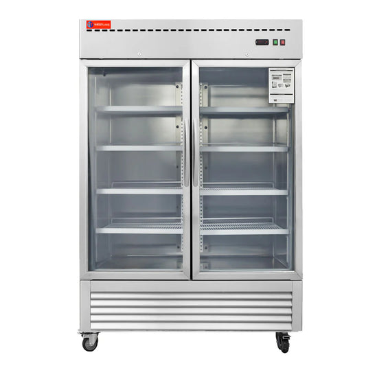Commercial Refrigerator 2 Glass Door, WESTLAKE 54" W Merchandiser Reach-in Cooler Upright Fridge 49 Cu.ft for Restaurant, Bar, Shop, Retail