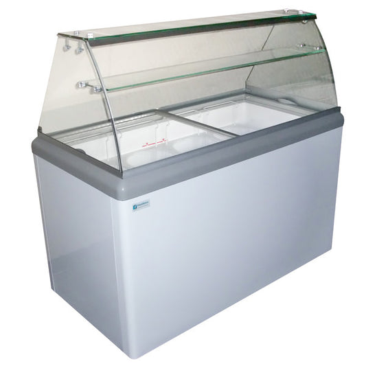 Excellence Industries HBD-6HC 43 1/2" Stand Alone Ice Cream Dipping Cabinet w/ 10 Tub Capacity - White, 115v