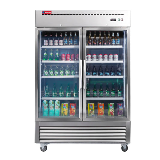 Commercial Refrigerator 2 Glass Door, WESTLAKE 54" W Merchandiser Reach-in Cooler Upright Fridge 49 Cu.ft for Restaurant, Bar, Shop, Retail
