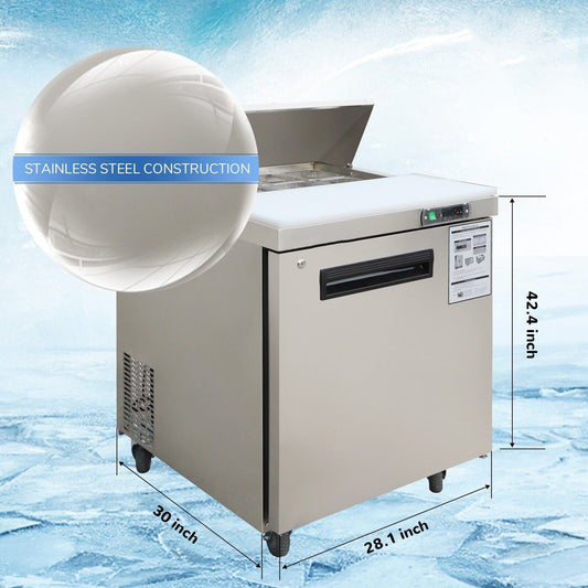 Aceland ASR-27B Stainless Steel Single Door Food Prep Table Refrigerator-28 Inches