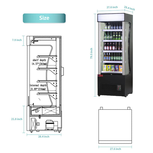 Open Air Merchandiser, WESTLAKE LD3-2Z-C1 28" Black Refrigerated Air Curtain Merchandiser
