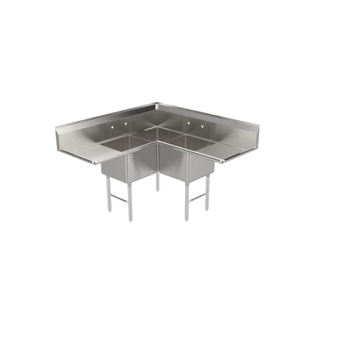 GSW SH24243C 3 Compartment Corner Sink - 2 Drain Boards GSW SH24243C 3 Compartment Corner Sink - 2 Drain Boards