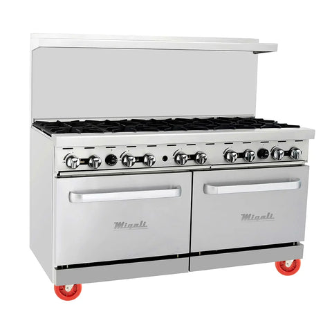 Migali C-RO10B-LP 60" 10 Burner Gas Range w/ (2) Standard Ovens, Liquid Propane Migali C-RO10B-LP 60" 10 Burner Gas Range w/ (2) Standard Ovens, Liquid Propane
