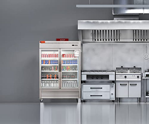 Commercial Refrigerator 2 Glass Door, WESTLAKE 54" W Merchandiser Reach-in Cooler Upright Fridge 49 Cu.ft for Restaurant, Bar, Shop, Retail Commercial Refrigerator 2 Glass Door, WESTLAKE 54" W Merchandiser Reach-in Cooler Upright Fridge 49 Cu.ft for Restaurant, Bar, Shop, Retail