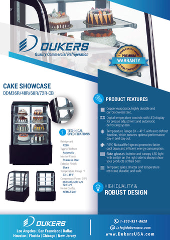 Dukers DDM36R-CB Curved Glass 36″ Cake Showcase Dukers DDM36R-CB Curved Glass 36″ Cake Showcase