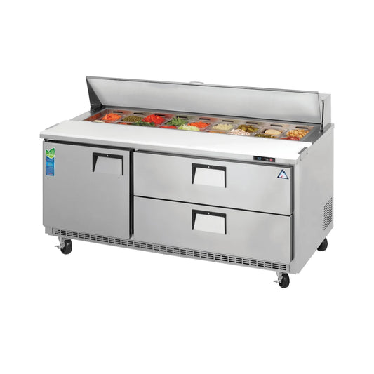 Everest Refrigeration EPBNR3-D2 71 1/8" EPB Series Sandwich/Salad Prep Table w/ Refrigerated Base, 115v