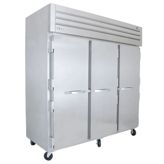 True STR3R-3S 77 3/4" Three Section Reach In Refrigerator, (3) Left/Right Hinge Solid Doors, 115v