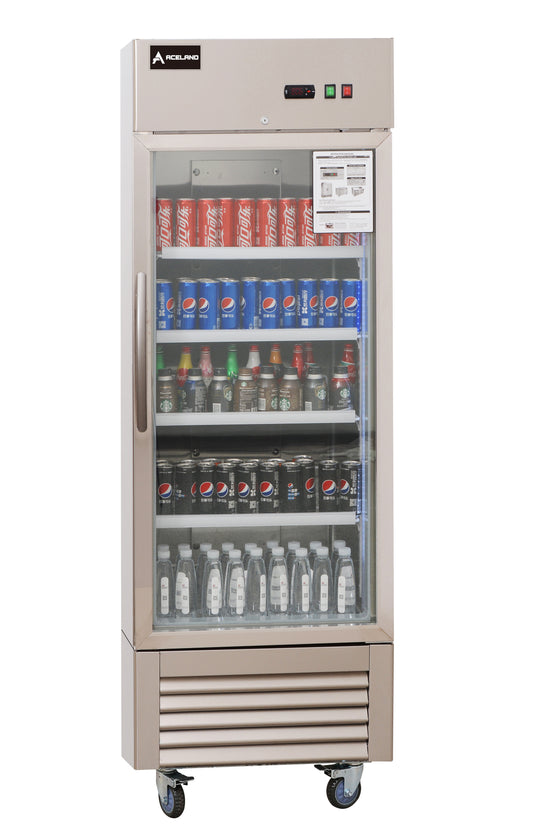 Aceland AR-23BG Reach In Single Glass Door Refrigerator-23 Cubic Feet
