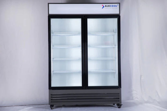 ALK GDR51(H) 54 inch Two Section Swing Glass Door Merchandiser Refrigerator NO WHEELS (WHEELS ARE NOT PRE-INSTALLED)