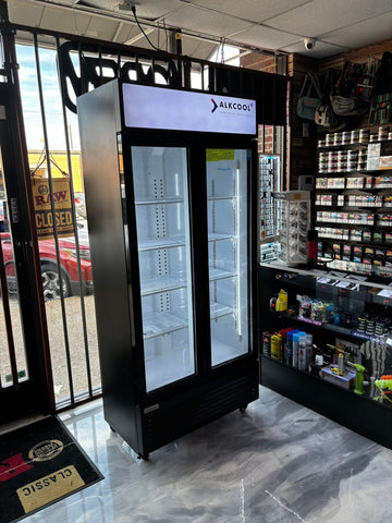 ALK SGDRX(H) 36” Width Two Section Hinge Glass Door Merchandiser Refrigerator ALK SGDRX(H) 36” Width Two Section Hinge Glass Door Merchandiser Refrigerator