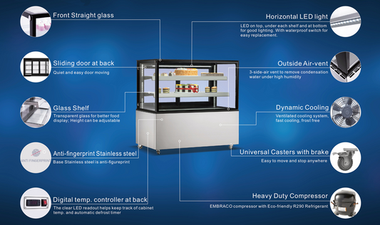Aceland CW-270 36" Square Glass Stainless Steel Refrigerated Bakery Display Case