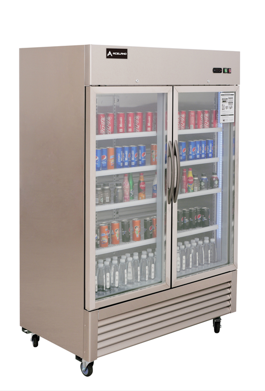 Aceland AF-49BG Reach In Double Glass Door Freezer-49 Cubic Feet