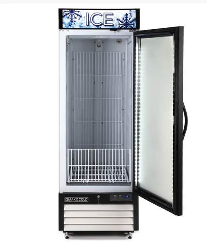 MXM1-23FHC-ICE Maxx Cold Single Glass Door Ice Merchandiser Freezer, 23 cu. ft. Storage Capacity, in White MXM1-23FHC-ICE Maxx Cold Single Glass Door Ice Merchandiser Freezer, 23 cu. ft. Storage Capacity, in White