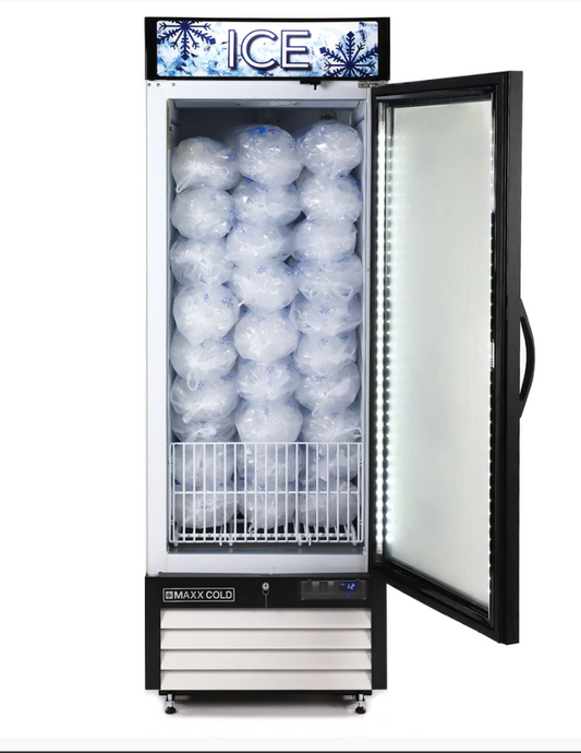 MXM1-23FHC-ICE Maxx Cold Single Glass Door Ice Merchandiser Freezer, 23 cu. ft. Storage Capacity, in White