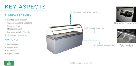 Excellence Industries HBD-8HC 51 3/4" Stand Alone Ice Cream Dipping Cabinet w/ 14 Tub Capacity - White, 115v Excellence Industries HBD-8HC 51 3/4" Stand Alone Ice Cream Dipping Cabinet w/ 14 Tub Capacity - White, 115v