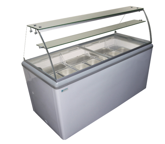 Excellence Industries HBG-12HC 70 3/4" Stand Alone Gelato Dipping Cabinet w/ 12 Pan Capacity - White, 115v