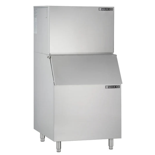 Maxx Ice Modular Ice Machine, 30"W, 1000 lbs Capacity, and Storage Bin, 30"W, 580 lbs, in Stainless Steel (MIM1000-B580)