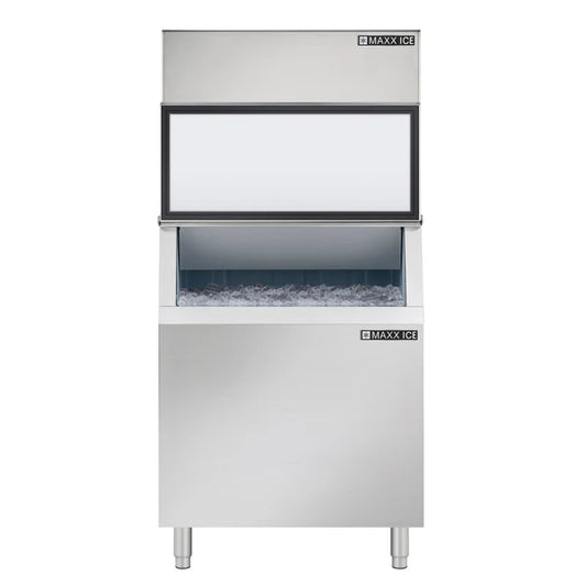 Maxx Ice Modular Ice Machine, 30"W, 1000 lbs Capacity, and Storage Bin, 30"W, 580 lbs, in Stainless Steel (MIM1000-B580)