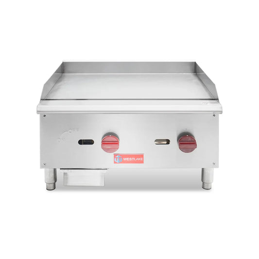 Commercial Gas Griddle, WESTLAKE EGG-24S 24" Countertop Griddle 2 Burner Plate Grill 60,000 BTU