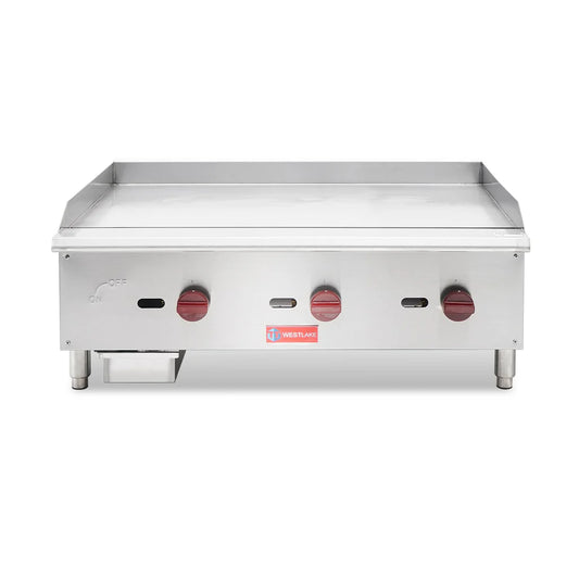 Commercial Gas Griddle, WESTLAKE EGG-36S 36" Countertop Griddle 3 Burner Plate Grill 90,000 BTU