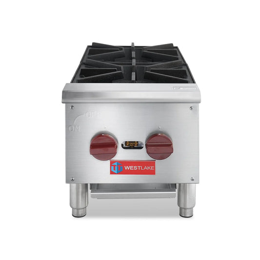 Commercial Hot Plate, WESTLAKE EHP-2S 12" Countertop Gas Range Restaurant 2 Burner Gas Stove with 50,000 BTU