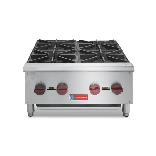 Commercial Hot Plate, WESTLAKE EHP-4S 24" Countertop Gas Range Restaurant 4 Burner Gas Stove with 100,000 BTU