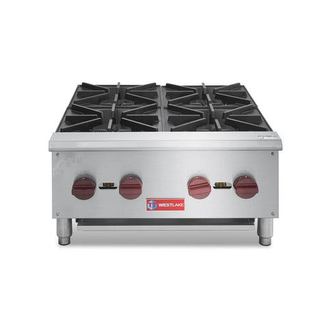 Commercial Hot Plate, WESTLAKE EHP-4S 24" Countertop Gas Range Restaurant 4 Burner Gas Stove with 100,000 BTU Commercial Hot Plate, WESTLAKE EHP-4S 24" Countertop Gas Range Restaurant 4 Burner Gas Stove with 100,000 BTU