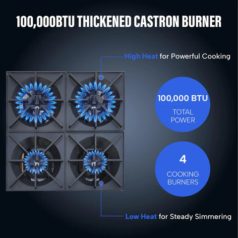 Commercial Hot Plate, WESTLAKE EHP-4S 24" Countertop Gas Range Restaurant 4 Burner Gas Stove with 100,000 BTU Commercial Hot Plate, WESTLAKE EHP-4S 24" Countertop Gas Range Restaurant 4 Burner Gas Stove with 100,000 BTU