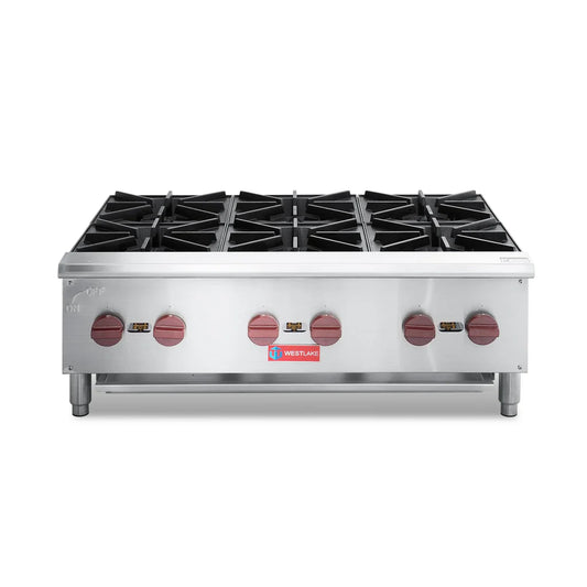 Commercial Hot Plate, WESTLAKE EHP-6S 36" Countertop Gas Range Restaurant 6 Burner Gas Stove with 150,000 BTU