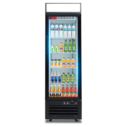 Commercial Refrigerator 1 Glass Door, WESTLAKE WKR-28GB 24" W Merchandiser Reach-in Cooler Upright Fridge 13 Cu.ft for Restaurant, Bar, Shop, Retail