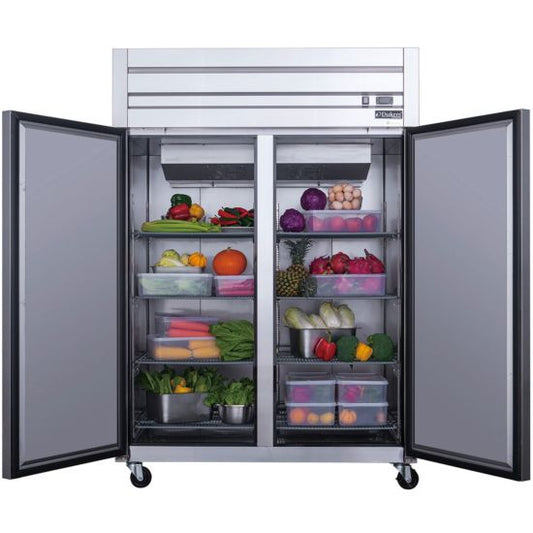Dukers D55AF Commercial 2-Door Top Mount Freezer in Stainless Steel