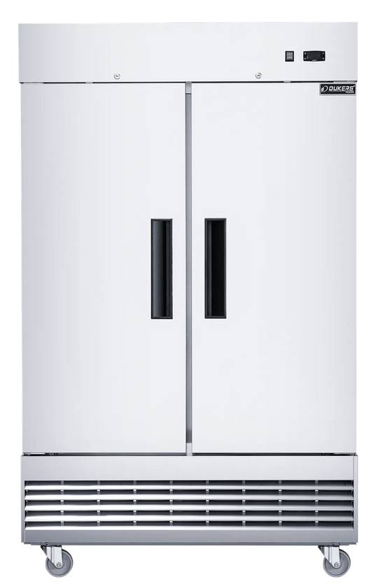 Dukers D47ER Compact 2-Door Commercial Refrigerator in Stainless Steel