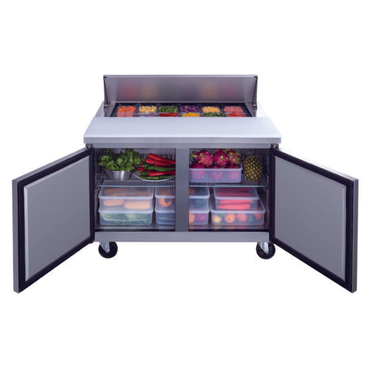 Dukers DSP48-12-S2 2-Door Commercial Food Prep Table Refrigerator in Stainless