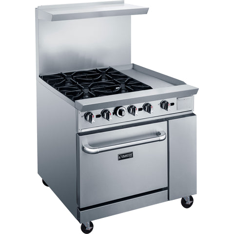 Dukers DCR36-4B12GM 36″ Gas Range with Four (4) Open Burners & 12″ Griddle Dukers DCR36-4B12GM 36″ Gas Range with Four (4) Open Burners & 12″ Griddle