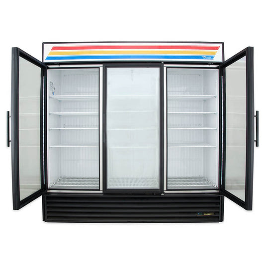True GDM-72F-HC~TSL01 78" Three Section Glass Swing Door Merchandiser Freezer, 7