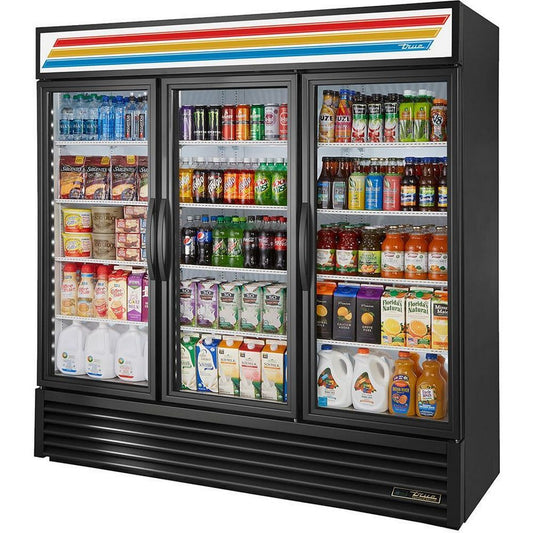 True GDM-72-HC~TSL01 78" Three Section Glass Swing Door Refrigerated Merchandise