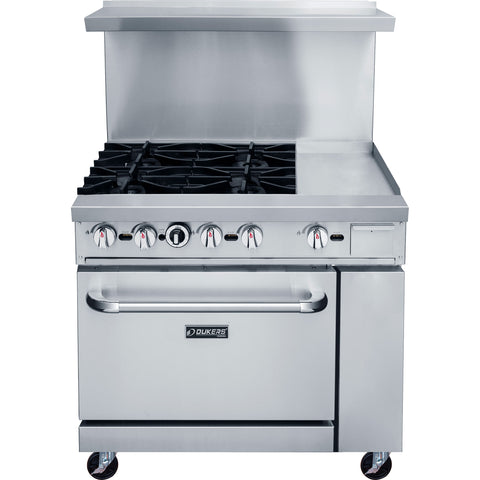 Dukers DCR36-4B12GM 36″ Gas Range with Four (4) Open Burners & 12″ Griddle Dukers DCR36-4B12GM 36″ Gas Range with Four (4) Open Burners & 12″ Griddle