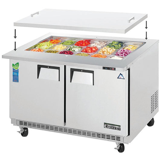 Everest EOTP2 48" Open Top Prep Table Refrigerator