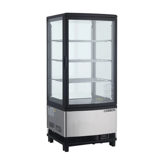 Maxx Cold MECR-31D 16" Self Service Countertop Refrigerated Display Case with 2 Pass-Thru Hinged Glass Doors , 3 Shelves - 2.89 cu. ft.