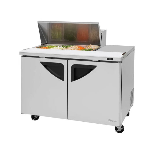 Turbo Air TST-48SD-08S-N 48" Two Section Sandwich / Salad Prep Table w/ 2 Doors, 8 Pans