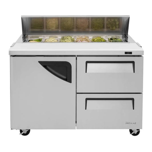 Turbo Air TST-48SD-D2-N 48" Sandwich / Salad Prep Table w/ 2 Drawers & 1 Door, 12 Pans