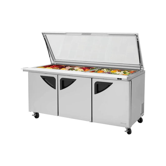 Turbo Air TST-72SD-30-N-GL 72" Mega Top Sandwich/Salad Prep Table w/ 3 Doors, 30 Pans