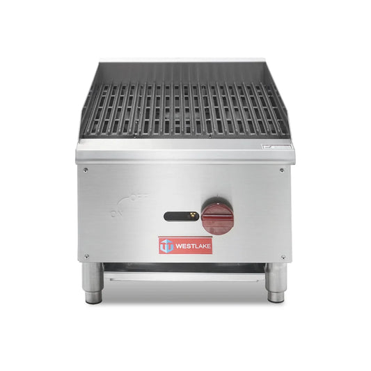 ECB-16S Commercial Charbroiler, WESTLAKE 16" Gas Countertop Radiant Charbroiler 1 Burner Char Broiler - 30,000 BTU