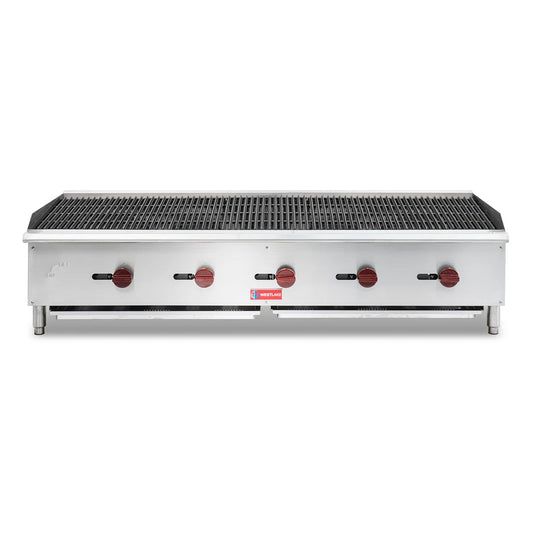 Commercial Charbroiler, WESTLAKE ECB-60S 60" Gas Countertop Radiant Charbroiler 5 Burner Char Broiler - 150,000 BTU