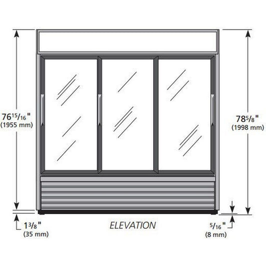 True GDM-69FC-HC-LD 78" Three Section Sliding Glass Door Floral Merchandiser, 11