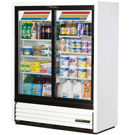 True GDM-41SL-60-HC-LD 47 1/8" Black Two Section Convenience Store Sliding Glass