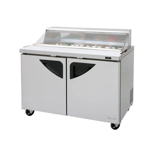 Turbo Air TST-48SD-N-CL 2 48" Two Section Sandwich / Salad Prep Table w/ 2 Doors, 12 Pans