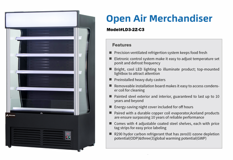 Aceland LD3-2Z-C3 46‘’ OPEN AIR MERCHANDISER GRAB GO REFRIGERATOR