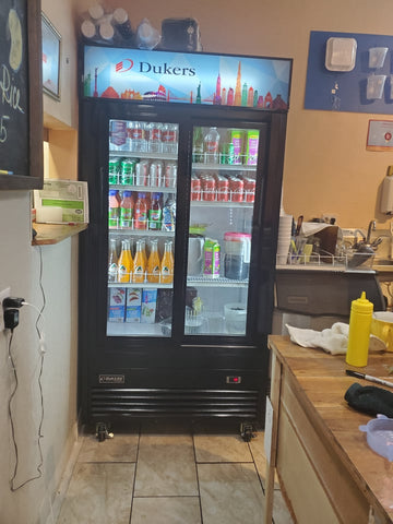 Dukers DSM-32SR Commercial Glass Sliding 2-Door Merchandiser Refrigerator