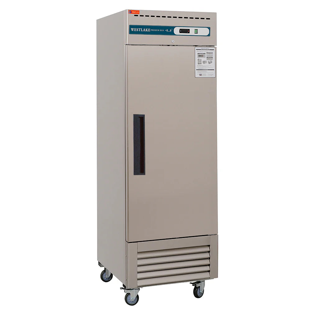 WESTLAKE WKF-23B Commercial Freezer 27"W Stainless Steel Reach-in Solid Single Door Upright Fan Cooling 23 Cu.ft Freezer for Restaurant, Bar, Shop, etc